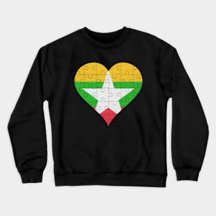 Burmese Jigsaw Puzzle Heart Design - Gift for Burmese With Myanmar Roots Crewneck Sweatshirt